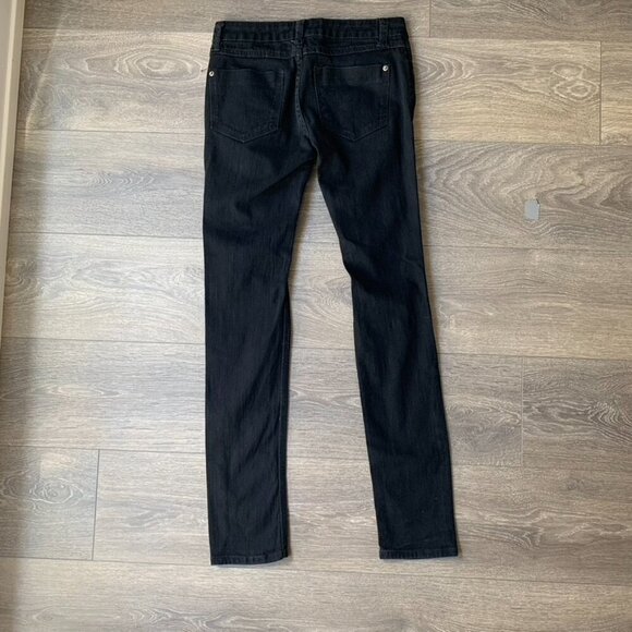 Forever 21 Black Skinny Jeans Distressed Mid rise Stretch denim Size 26 - Picture 11 of 14
